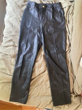 River Island Black Faux Leather Straight-Leg Pants